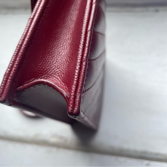 YSL Saint Laurent Monogram Cassandre WOC Mono Grain De Poudre Burgundy - Picture 7 of 13